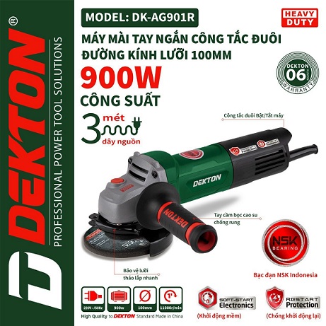 Máy Mài Góc Dekton DK-AG901R chống tự khởi động lại